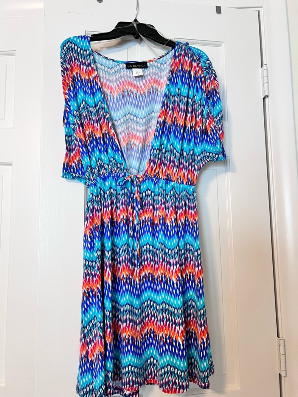 La Blanca Turquoise Blue Multicolor V-Neck Swim Coverup